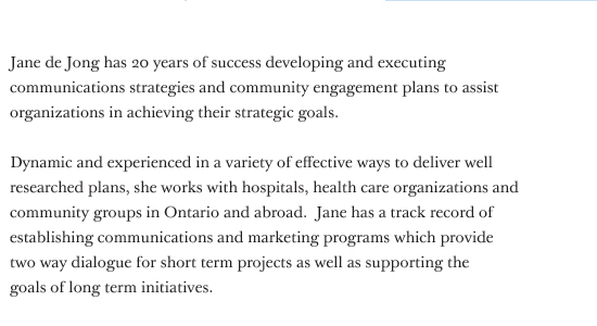 Profile of Jane de Jong